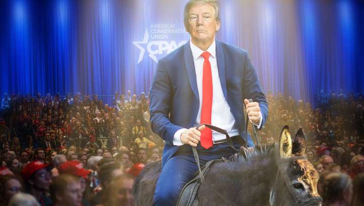 'Hosanna! Hosanna!' Trump Triumphantly Rides Into CPAC On Back Of A Donkey