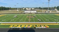 Speedway High School rededicates newly renovated football field prominently featuring the IMS 'Wing and Wheel' logo
