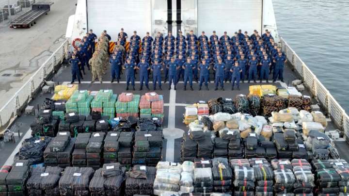 The Coast Guard seized a record 76,000 pounds of drugs this summer off Central and South America