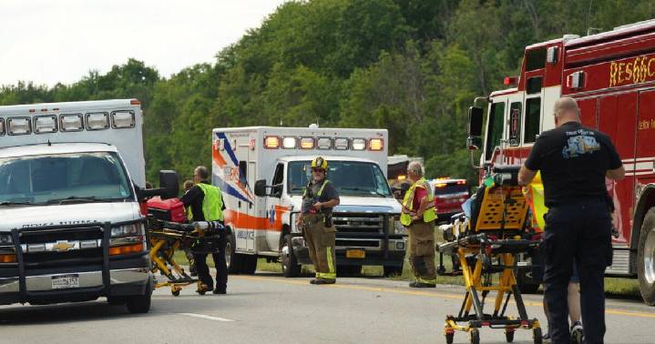 Rollover crash involving tour bus on Western NY Thruway leaves multiple dead, others injured