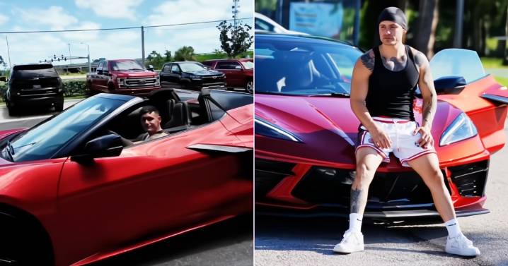 Joven cubano en EE. UU. presume su primer Corvette rojo en TikTok