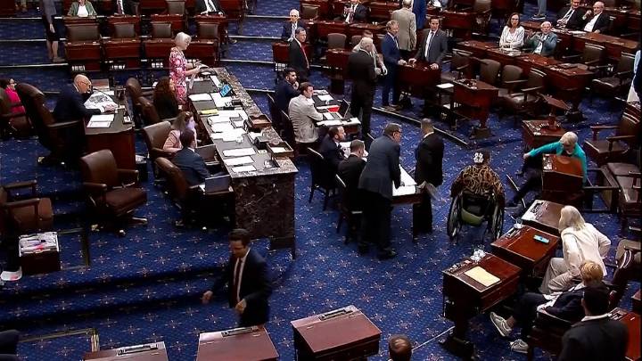La caída de Elizabeth Warren al apoyarse en una mesa durante una sesión del Senado estadounidense