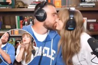 Watch Taylor Swift, Travis Kelce wrap up PDA-packed 'New Heights' episode with kiss