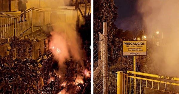 Basura acumulada en un canal se prendió fuego y puso en riesgo el tendido de gas de El Corte