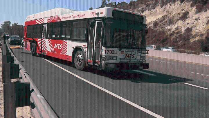 MTS bus veers into guardrail on SR-163 near University Heights after ‘possibly suffering medical emergency’: CHP – NBC 7 San Diego