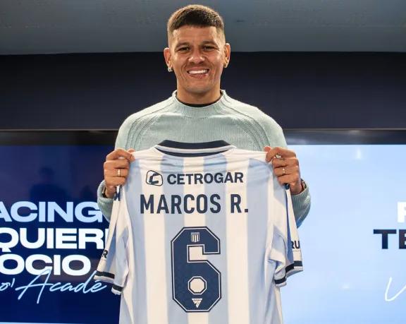 Racing presentó a Marcos Rojo y podría jugar el martes ante Peñarol