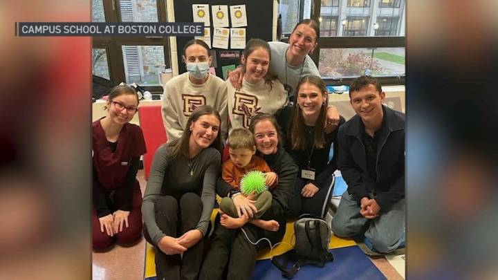 Tom Holland visits Boston College’s Campus School