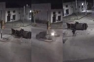 Perdió el control del auto, chocó contra el semáforo y salió caminando: video