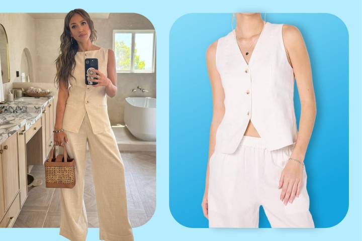 Jessica Alba Wore a Vest and Wide-Leg Pants, Get the Look