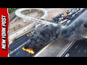 Israeli Protesters Block Tel Aviv Highway With Wall of Fire and Smoke