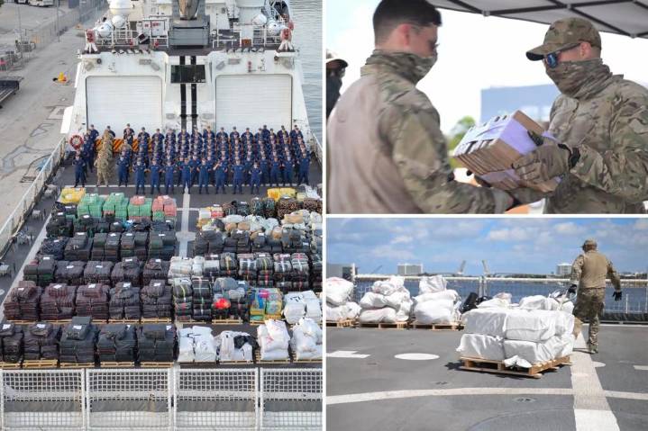 US Coast Guard makes largest-ever offload of more than 70,000 pounds of illegal drugs seized over 2 months