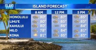 Wednesday Weather - Warm, mostly dry and sunny, with trades winds returning