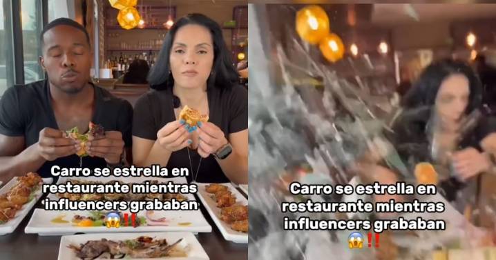 IMPACTANTE: auto se estrella contra influencers que grababan contenido en un restaurante; todo quedó registrado
