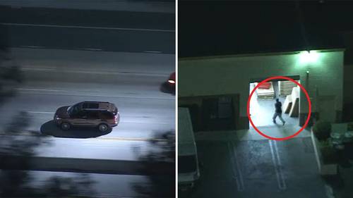 Chase through the San Fernando Valley ends after driver runs into warehouse