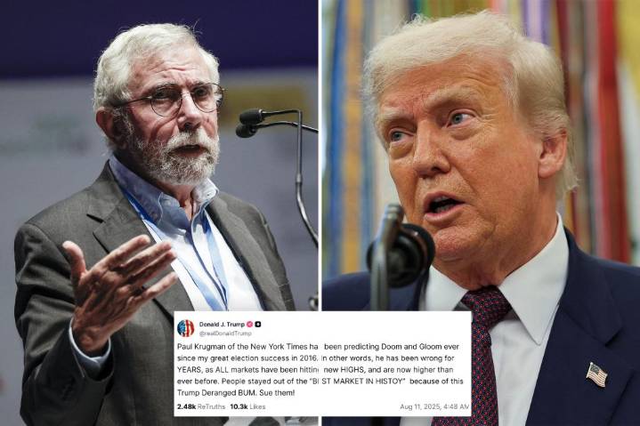 Trump rips Nobel Prize-winning economist Paul Krugman as 'deranged bum' after he criticized sweeping tariffs