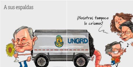 Caricatura De Leo Parra : A sus espaldas