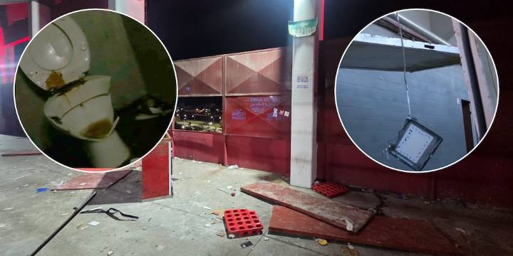 Las imágenes de los destrozos en la tribuna visitante del estadio de Independiente tras los violentos hechos en el partido contra Universidad de Chile