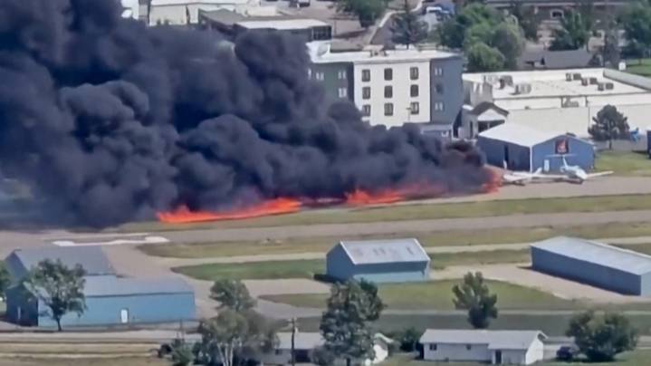 Video shows plane crashing into parked aircraft at Montana airport
