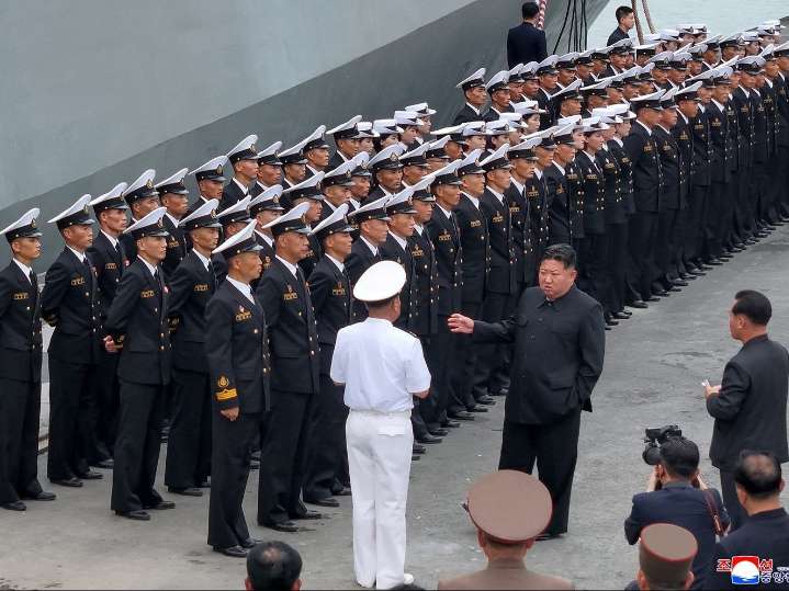 Kim slams South Korea-U.S. drills while inspecting warship