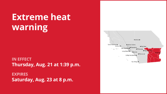 Update: Extreme heat warning active for Riverside County until Saturday evening