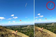 British man playing fetch with dog accidentally records possible UFO zooming through air: video