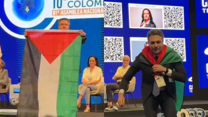 Daniel Quintero contó la razón por la que llegó al Congreso de la Andi con bandera de Palestina: “No podrán callar nuestra voz”
