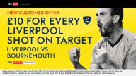 Liverpool vs Bournemouth: Get £10 for every Liverpool Shot on Target on Sky Bet