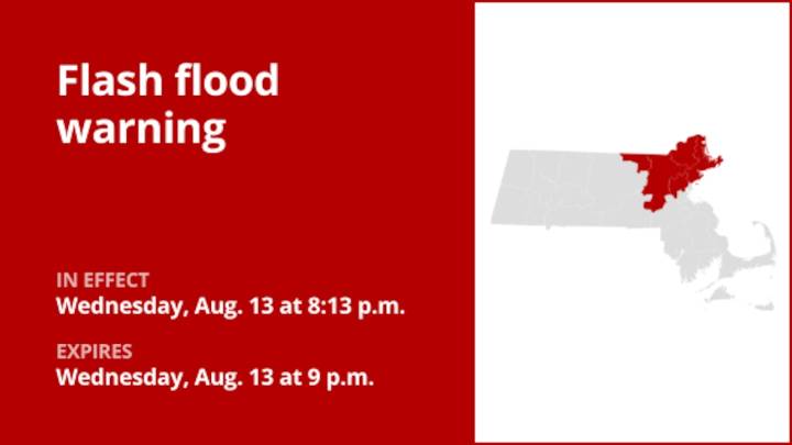 Update: Flash flood warning issued for Essex and Middlesex counties Wednesday night due to thunderstorms