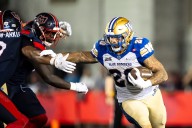 Brady Oliveira leads Winnipeg Blue Bombers to 26-13 win over struggling Montreal Alouettes