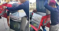 Delivery sorprende al trasladar una refrigeradora en su motocicleta y usuarios bromean: “MudanzasYa”
