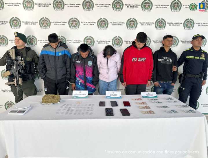 Capturan a cinco presuntos integrantes de banda dedicada al microtráfico en Sibaté