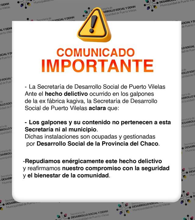 PUERTO VILELAS: Comunicado De La Secretaría De Desarrollo Social