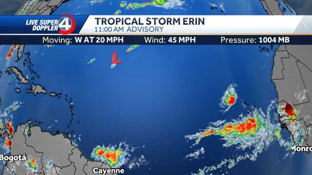 Tropical Storm Erin: Spaghetti models and track