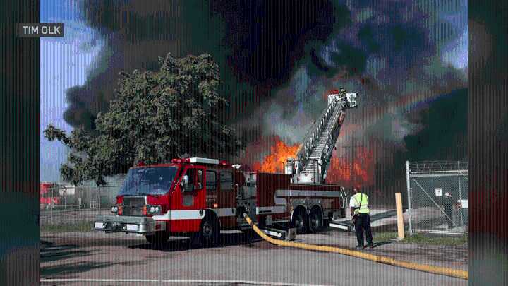 Massive fire erupts at Collins Pallet Recycling in Gary