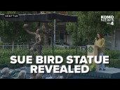WNBA legend Sue Bird speaks after her statue was unveiled outside Climate Pledge Arena by the Storm