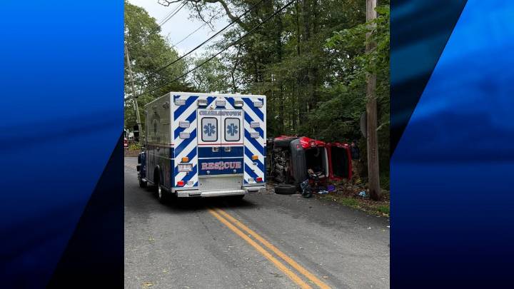 Woman suffers head injury after crash in Charlestown