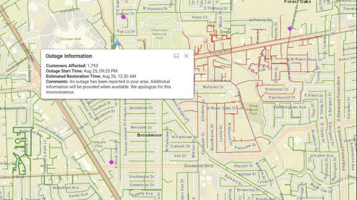1,700 Entergy customers in Broadmoor in the dark Monday night