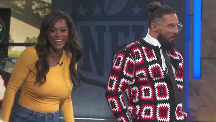 WWE star Seth Rollins suffers embarrassing wardrobe malfunction live on GMFB after pretending to tackle host