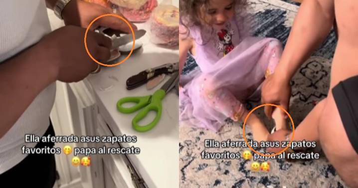 “Ella, aferrada a sus zapatos favoritos, y el papá al rescate”: padre se vuelve viral por arreglar los zapatos que le quedaban pequeños a su hija