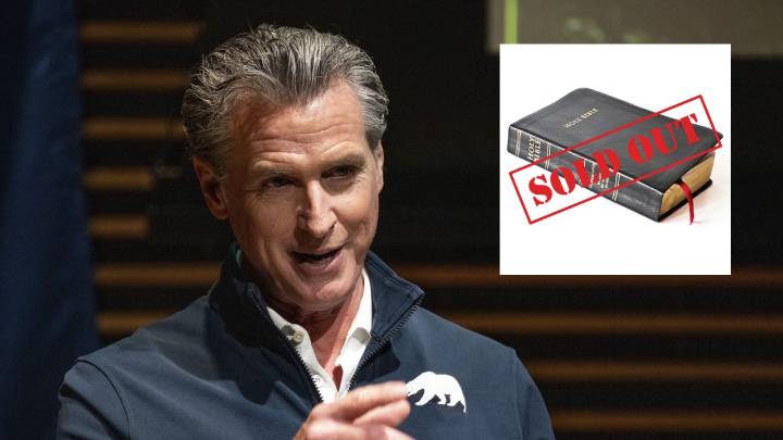 Gavin Newsom Trolls Trump With ‘PATRIOT’ Merch Shop, Including ‘Signed’ Bibles