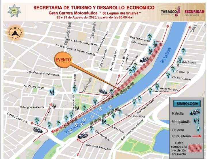 SSPC implementará cierres viales con motivo de la “Gran Carrera Motonáutica