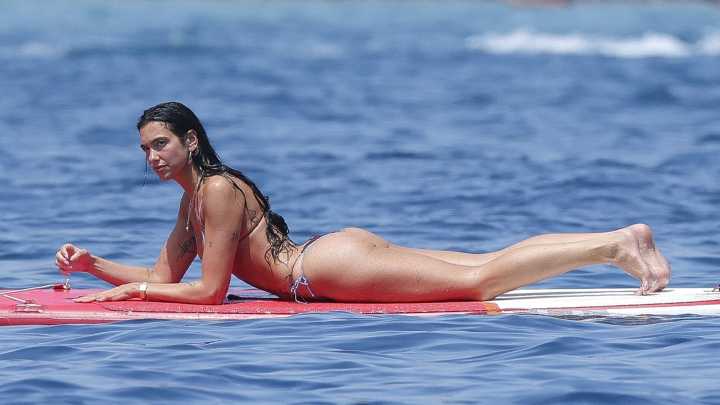 Dua Lipa Flaunts Bikini Body Doing Paddleboard Yoga