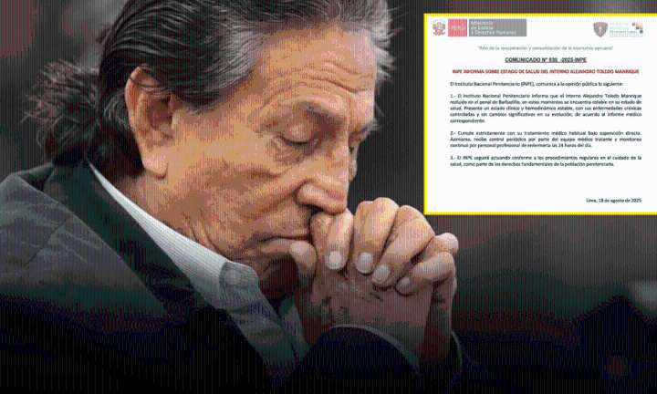 Alejandro Toledo hace pataleta para que lo lleven a una clínica, pero INPE dice que se encuentra bien de salud [VIDEO]