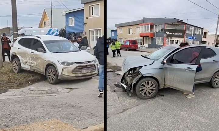 Fuerte choque entre una auto con una camioneta