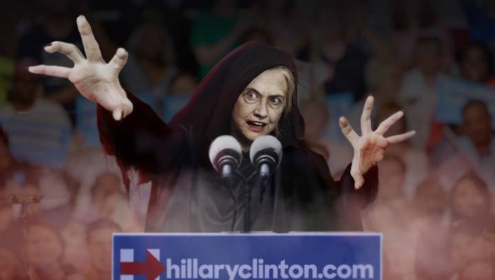 'Let The Hate Flow Through You!' Cackles Cloaked Hillary Clinton At Campaign Rally