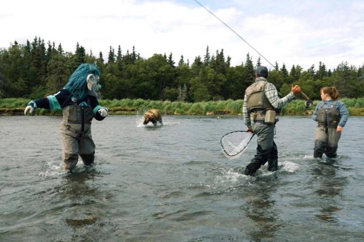 Seattle NHL team’s mascot has a close encounter with a brown bear during video shoot in Alaska