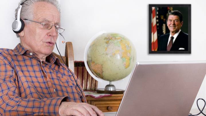 'Celebrities Should Stay Out Of Politics,' Says Man With Framed Portrait Of Ronald Reagan