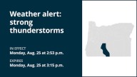 Marble-sized hail expected with thunderstorms in Northern and Eastern Klamath County and Western Lake County Monday