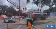 VIDEO | Sujetos roban un camión de gas y lo terminan volcando tras persecución en Pudahuel