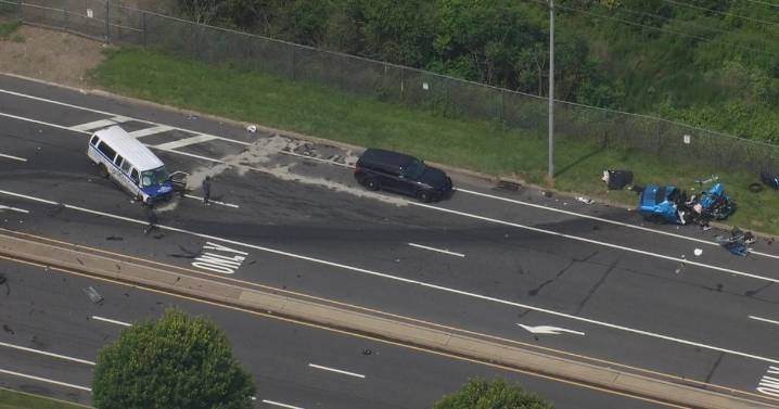 Airport shuttle involved crash on Bartram Avenue in Southwest Philadelphia